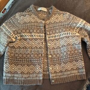 Patterned Cardigan Sweater - lambswool and rabbit hair